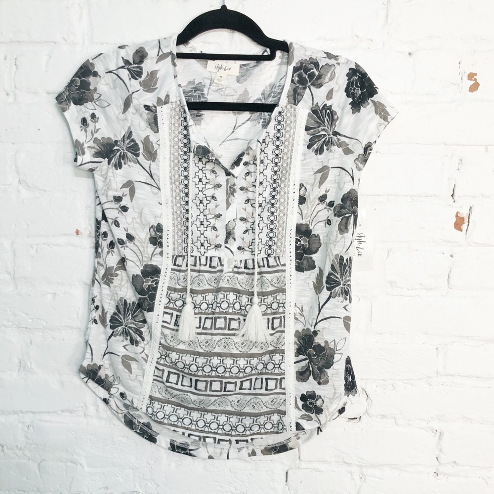 Style & Co Garden Bliss Black Floral Print